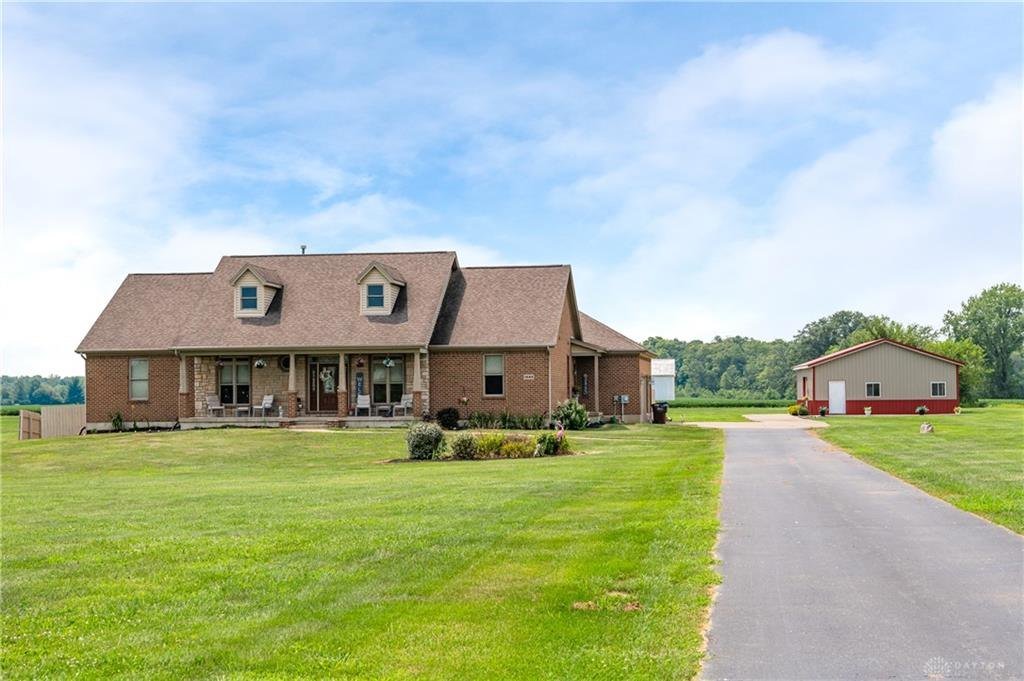 Front exterior of the ranch-style home at 1643 St John Road in New Jasper Township