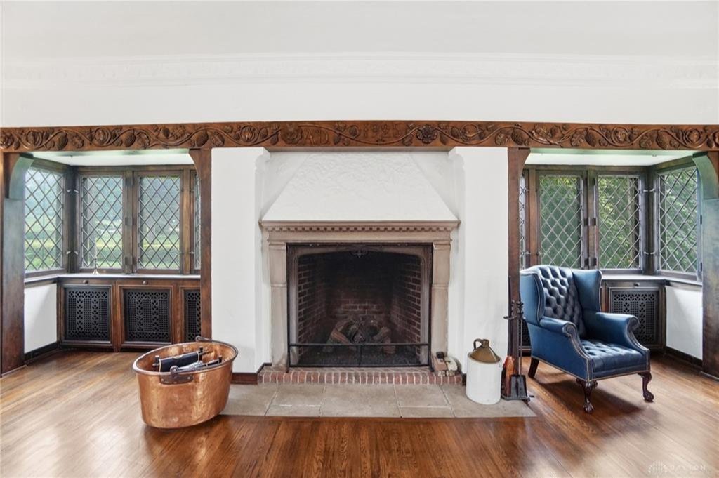 Hand-hewn exterior beams on the Tudor at 217 Haver Road